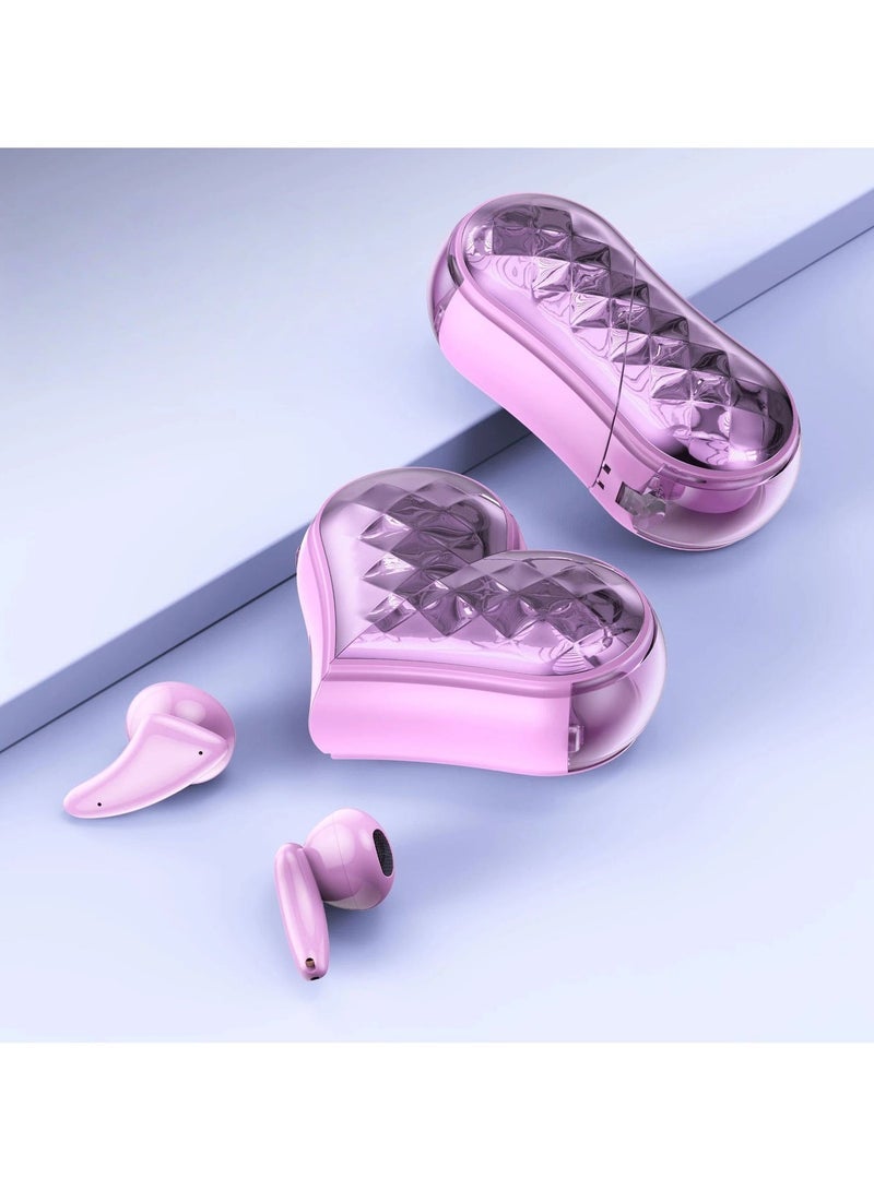 Transformable heart-shaped Bluetooth in-ear headphones with wireless noise cancellation rotational connection and fast stable performance - Image 1