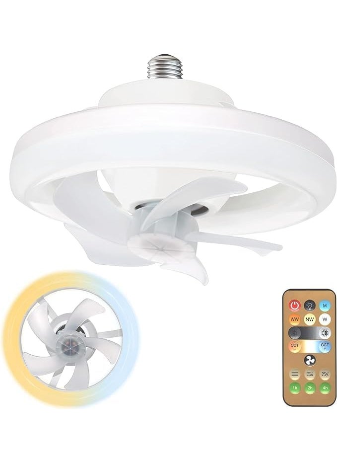 CHEENNY CHEENNY Acrylic Ceiling Fan with Led Light Remote Control 3 Color DimmableWarmNeutralCool 10 Light 75 Oscillating FanSocket Fan Light for KitchenBathroomBedroomHome Office  - Image 1
