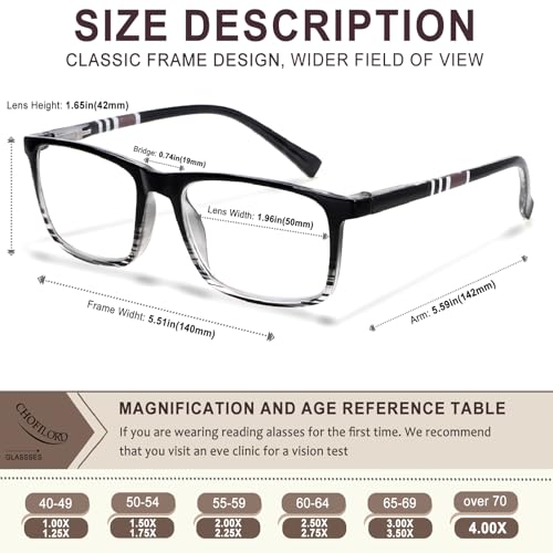 CHOFILORD 3 Pack Reading Glasses for Women Men Blue Light Blocking Computer Readers with Spring Hinge Fashion Eyeglasses (3 Pack Colors, 3.5, x) - Image 4
