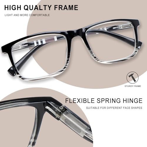 CHOFILORD 3 Pack Reading Glasses for Women Men Blue Light Blocking Computer Readers with Spring Hinge Fashion Eyeglasses (3 Pack Colors, 3.5, x) - Image 5