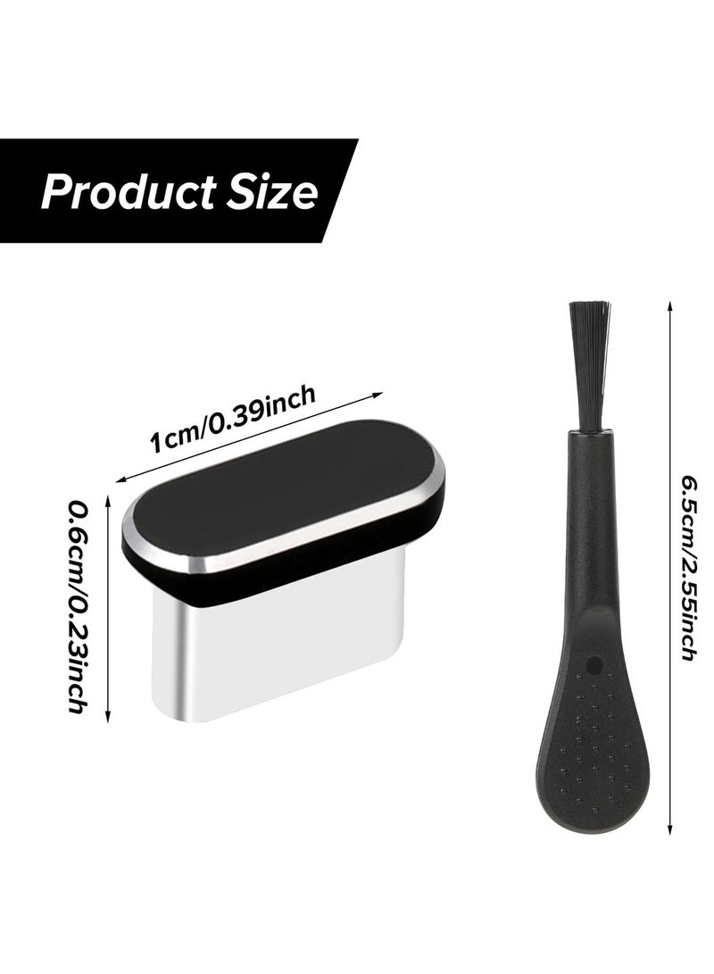 سونسر 4Pcs نوع C مقابس مكافحة الغبار المعدنية مع فرشاة تنظيف لمعظم الهواتف الذكية وطرازات USB Android Micro - Image 2