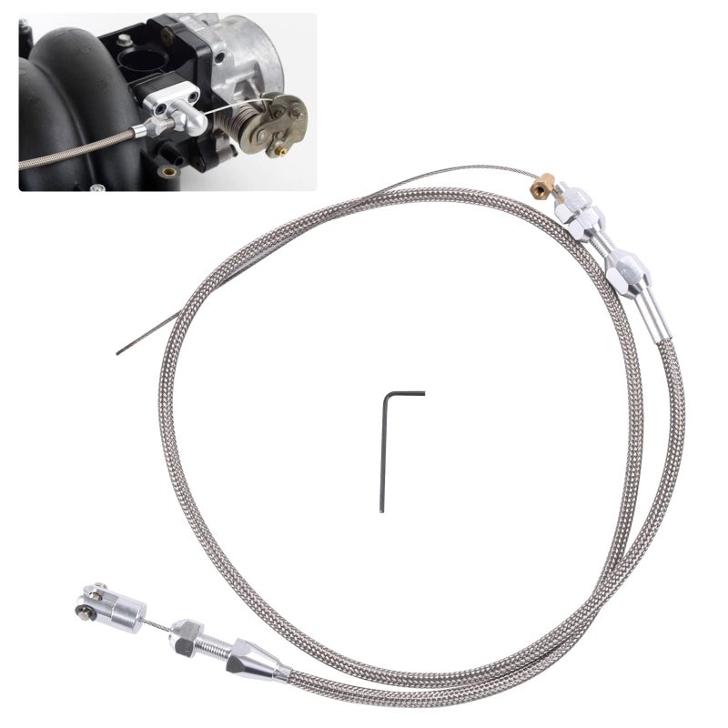 WOWYZL 36 Stainless Steel Braided Throttle Cable Kit Compatible with 9707 ChevroletChevy LS1 Engine 48L 53L 57L 60L Throttle Cable Repair Kit Stainless Steel Accelerator Cable - Image 2
