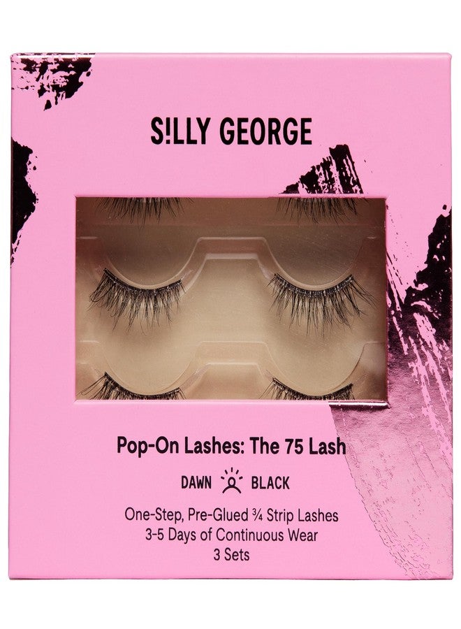 Silly George Pop-On 75 Strip Lash - The Most Natural 3/4 Press-On Underlash Strips (3 Pair Set), Bionic Silk Pre-Glued Faux Lashes with Clear Band, Dawn - Image 1