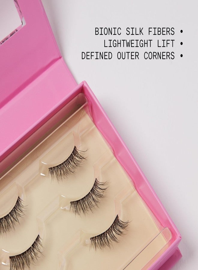 Silly George Pop-On 75 Strip Lash - The Most Natural 3/4 Press-On Underlash Strips (3 Pair Set), Bionic Silk Pre-Glued Faux Lashes with Clear Band, Dawn - Image 3