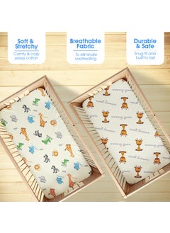 BODYCOMFY BODYCOMFY Baby Fitted Crib Sheet 100 Jersey Cotton 70 140 CM 2 Pack Super Soft and Cozy Crib Cover Set for Toddler Mattress Crib Bedsheet for Boys Girls  - Image 1