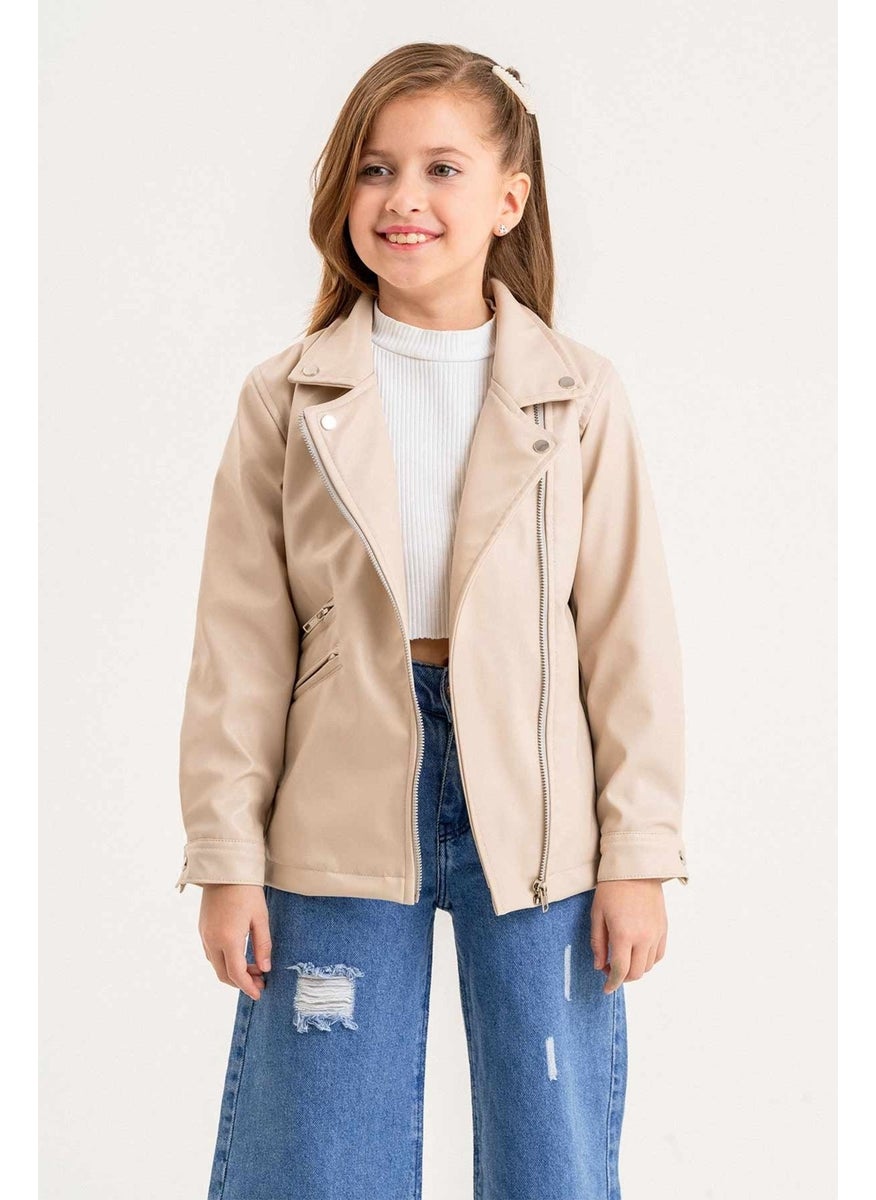 Gold Class Kidswear Zippered Lined Girls Leather Jacket  - Image 1