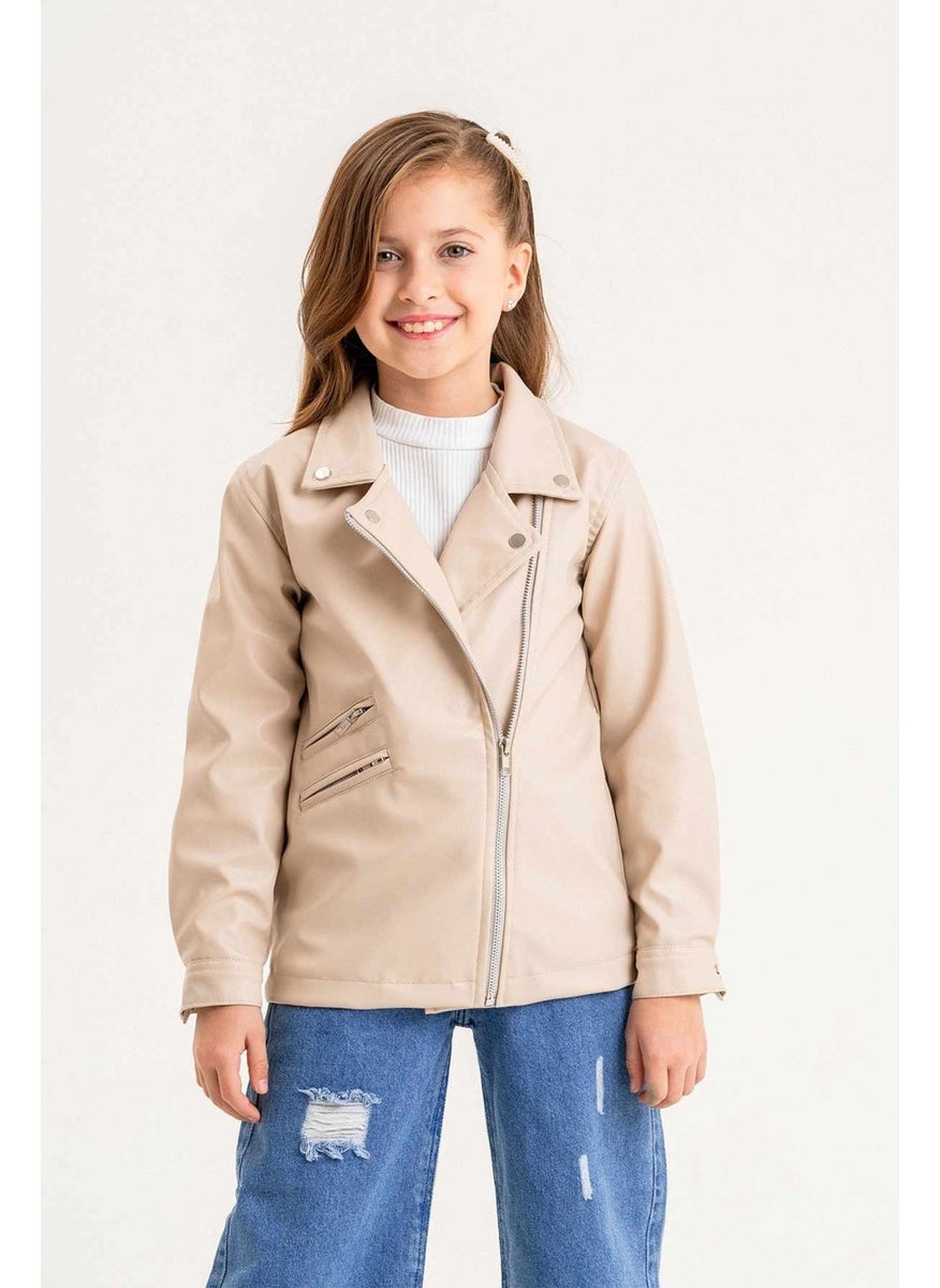 Gold Class Kidswear Zippered Lined Girls Leather Jacket  - Image 2