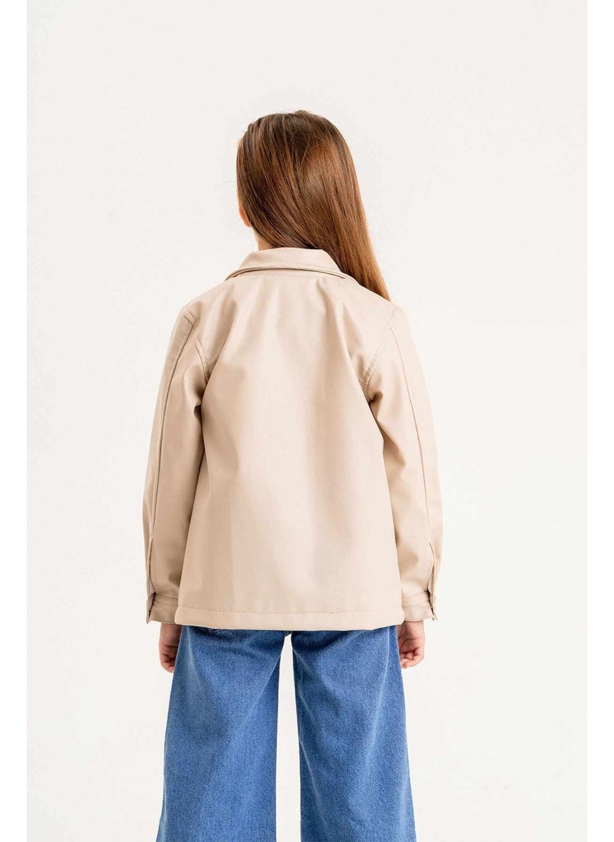 Gold Class Kidswear Zippered Lined Girls Leather Jacket  - Image 3