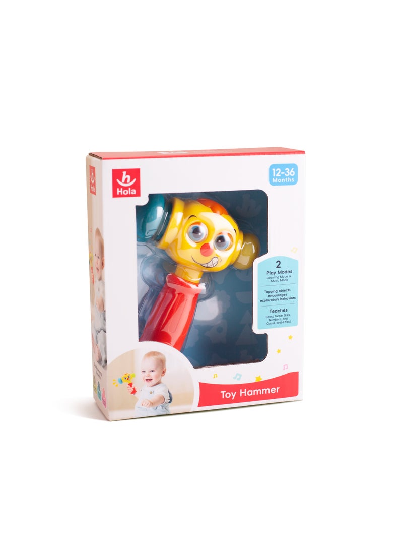 هولا Hola Toy Hammer for Toddlers, Musical Learning Toy with Lights, Counting & Rattle Beads, 2 Modes (Music & Learning), Soft Rubber Hammer for Sensory Play, Educational Toy for Babies 6M+ - Image 4