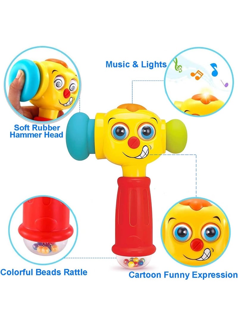 هولا Hola Toy Hammer for Toddlers, Musical Learning Toy with Lights, Counting & Rattle Beads, 2 Modes (Music & Learning), Soft Rubber Hammer for Sensory Play, Educational Toy for Babies 6M+ - Image 2