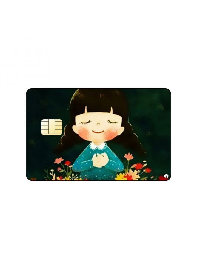 RKN PRINTED BANK CARD STICKER Cute Girl Drawing With Stars And Autumn Leaves - Image 2