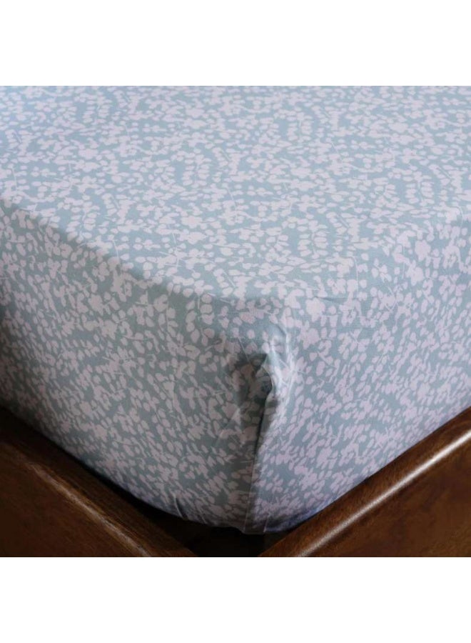 Pan Home Mere Floral Fitted Sheet 120x200+33cm - Blue - Image 1