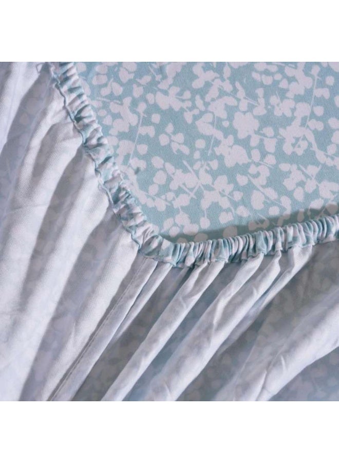Pan Home Mere Floral Fitted Sheet 120x200+33cm - Blue - Image 3