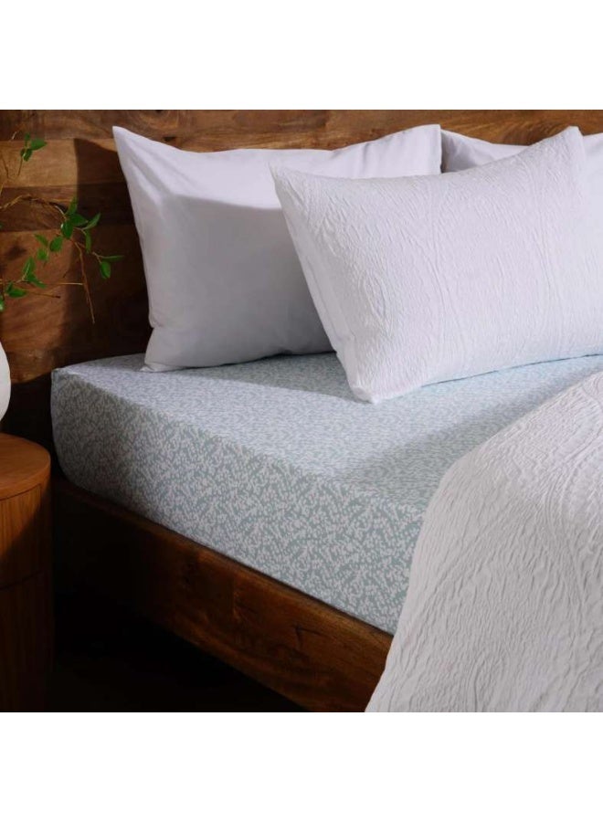 Pan Home Mere Floral Fitted Sheet 120x200+33cm - Blue - Image 2