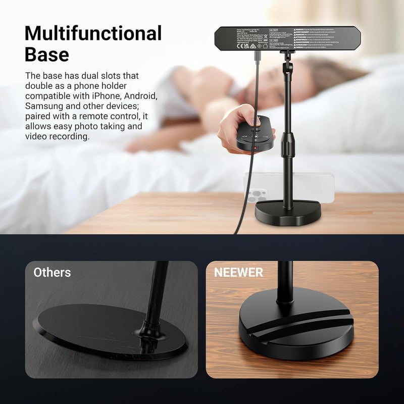 Neewer BASICS LED Desk Light Kit with 11" Stand/Monitor Clamp, 2 Pack(12W) CRI95 Bi Color Lamp Video Conference Zoom Lighting for Laptop Computer Webcam, Compatible with iPhone Video Recording, L10 - Image 4
