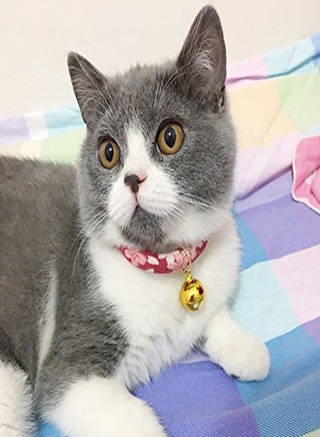 La La Pet Creation Core Japanese Style Flower Print Cat Collar with Golden Bell(Red,S) - Image 5