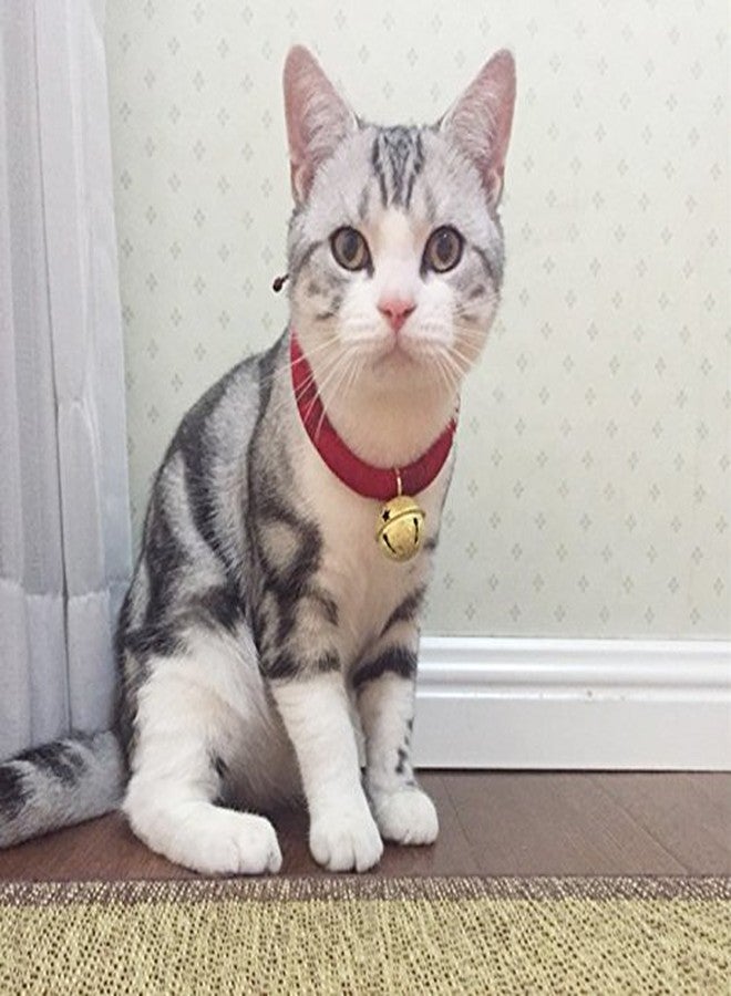 La La Pet Creation Core Japanese Style Flower Print Cat Collar with Golden Bell(Red,S) - Image 2