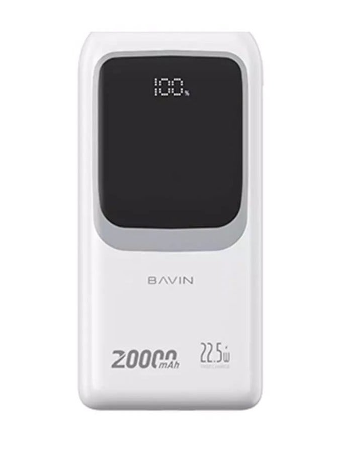 Bavin 20000mAh Power Bank With 22.5W with PD Port and USB Ports and Built-in 2 Cables and Screen Display Compatible with all Devices - Image 1
