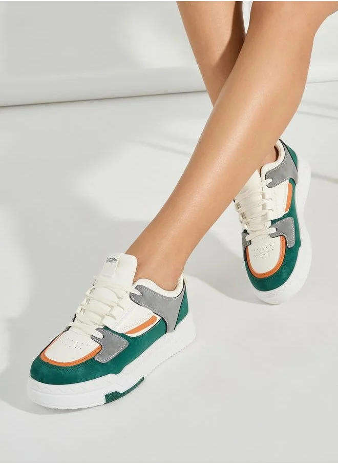 Styli Color Block Platform Heel Sneakers