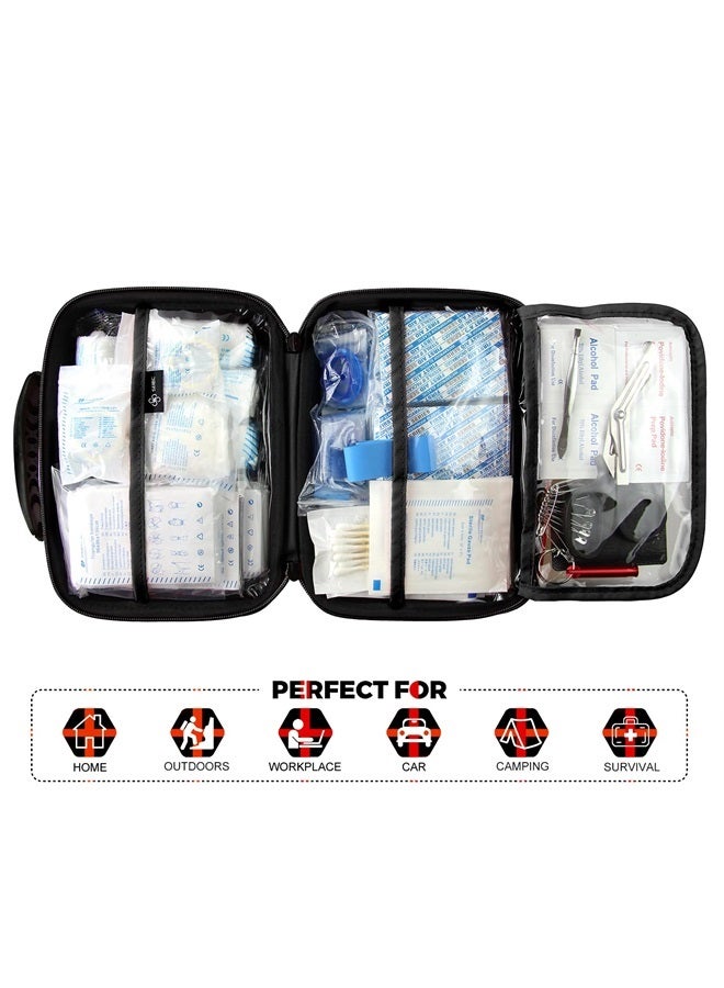 SHBC Waterproof First Aid Kit (228pcs) with All Basic or Advanced Supplies You Need. Suitable for Emergencies at Home or Outside, Travel, Home, Camping, Black - Image 3