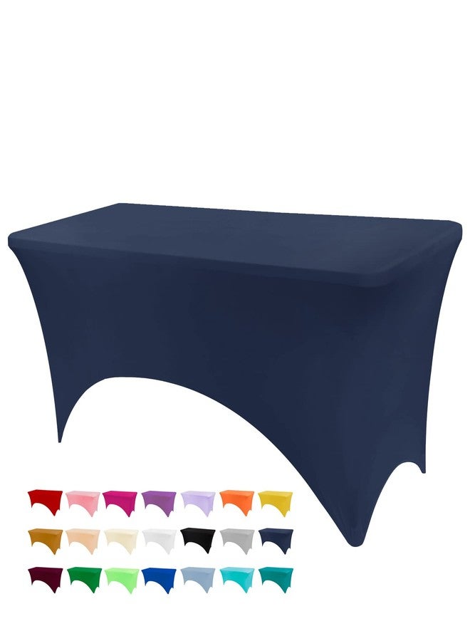 BDDC Table Covers for 6 Foot Tables, Spandex Table Covers 6ft, Navy Blue Table Cloths Rectangle 6ft for Events, Wedding, Banquets & Parties - Image 1