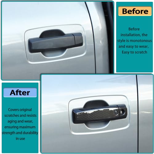Hudiriy ABS Exterior Door Handle Protector Trim Frame Cover Compatible with Nissan Titan 20162023Door Handle CoverCar Door Handle Cover Frame Trim Carbon Fiber Pattern - Image 3