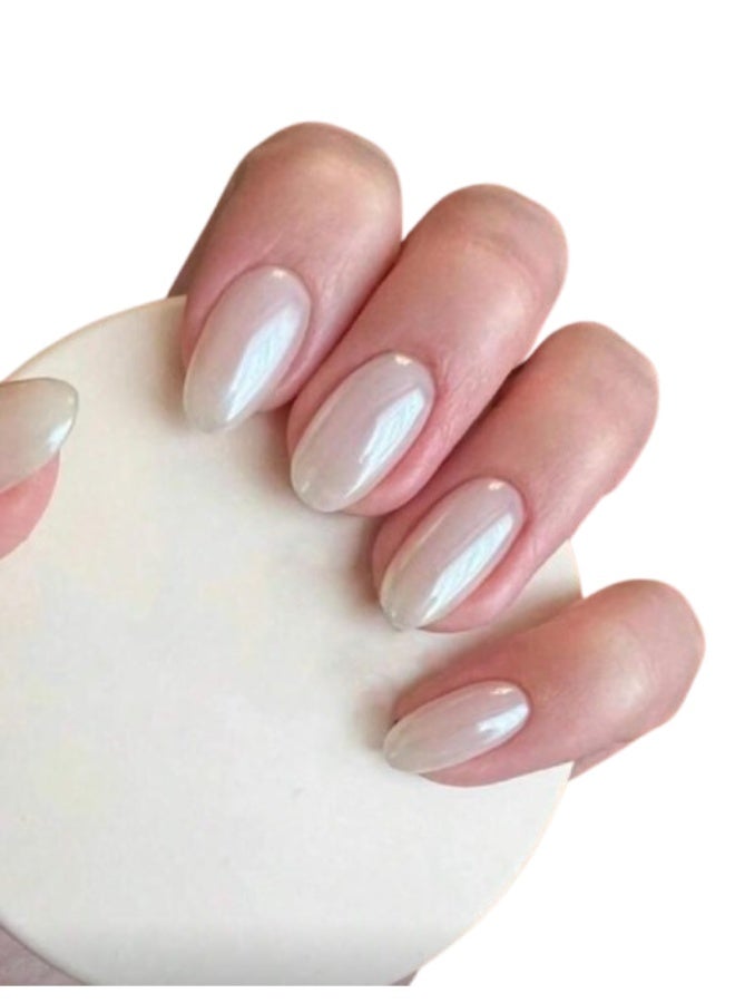 Shein 24pcs Oval False Nails with 1 Clear Glue + nail sharpener - Image 1