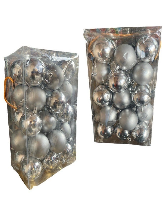 Christmas Ball Ornaments Silver 30 Pcs Small Shatterproof Christmas Tree Decorations Xmas Tree Christmas Ornaments Balls with Hanging Loop for Wedding Holiday Party Wreath Home Decor Two shapes - Image 2