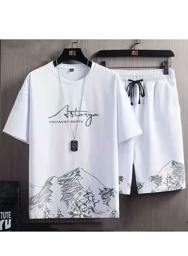 Summer casual suit men's thin quick-drying short-sleeved T-shirt new sports shorts short-sleeved two-piece set  - Image 2
