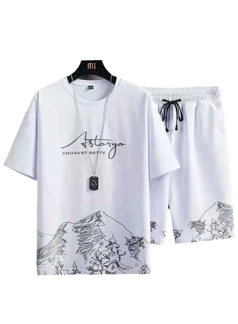 Summer casual suit men's thin quick-drying short-sleeved T-shirt new sports shorts short-sleeved two-piece set  - Image 1