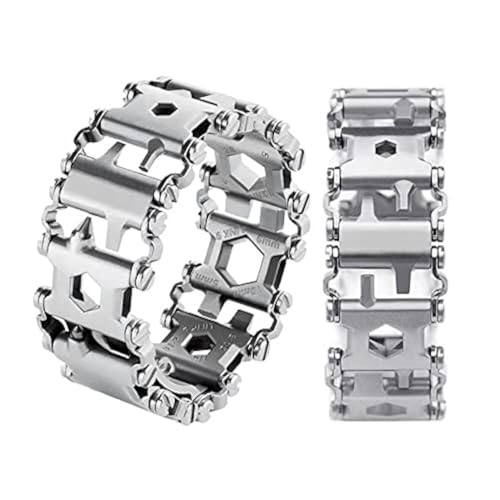 Ozzagar Multitool Bracelet 29 in 1 Tools Bracelet for Men and Women, Stainless Steel Multi-Functional Tool, Utility Wrist Survival Band for Sailing Travel Camping Hiking-Silver - Image 1