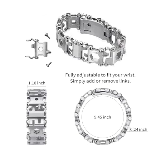 Ozzagar Multitool Bracelet 29 in 1 Tools Bracelet for Men and Women, Stainless Steel Multi-Functional Tool, Utility Wrist Survival Band for Sailing Travel Camping Hiking-Silver - Image 5