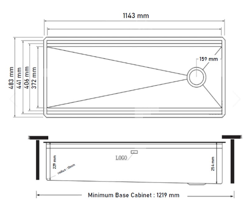Elite Under Mount Sink_S1101B-11448 - Scratch Resistance Sink Overall Size: 114 X 48 X 25.4 Cm Thickness: 1.2 + 3.0 MM - Image 3