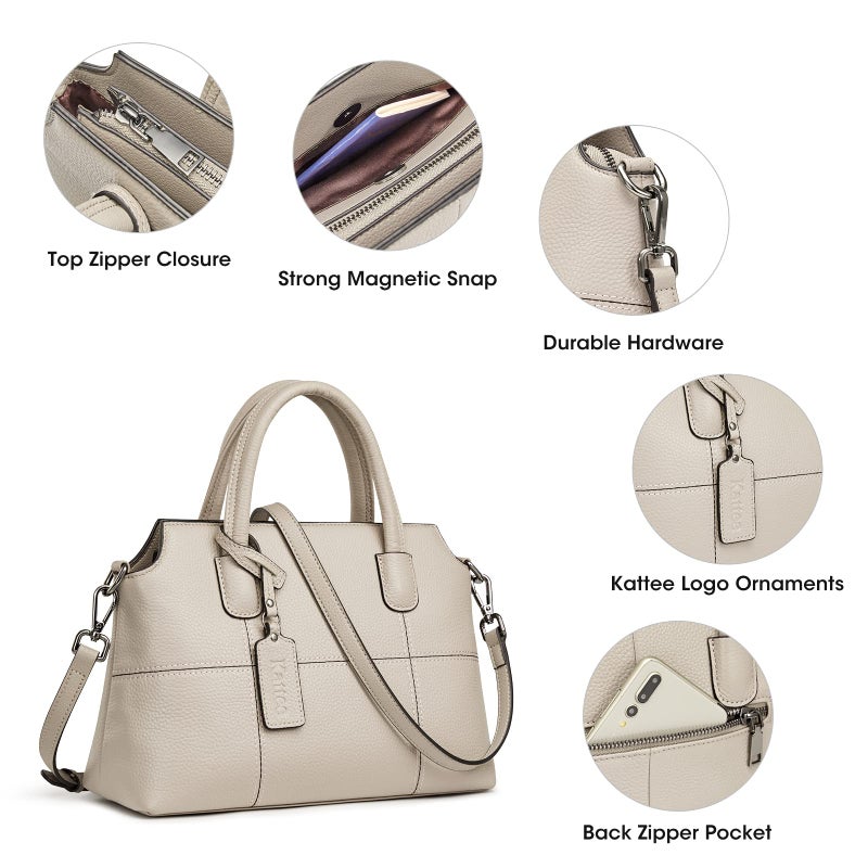 Kattee Genuine Leather Handbags for Women, Soft Hobo Satchel Shoulder Crossbody Bags Ladies Purses (Meduim) - Image 5