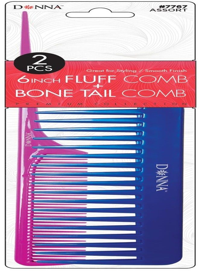 مجموعة دُونا المميزة من الأمشاط اللؤلؤية 6" فلوف، ذيل العظم، رائعة لجميع أنواع الشعر، مشط تصفيف الشعر للنساء والرجال وصالونات، 1 قطعة باللون الوردي والأزرق