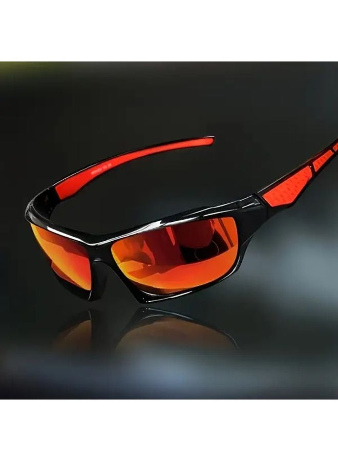 Red Sports Glasses For Men With Mirror Lenses TAC Lens PC Polymer Frame - Image 1