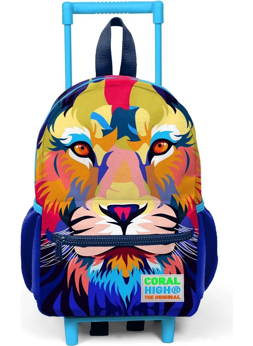 CORAL HIGH Mini Nest Squeegee Backpack Navy Blue Saks Lion Pattern Two Compartments 24041