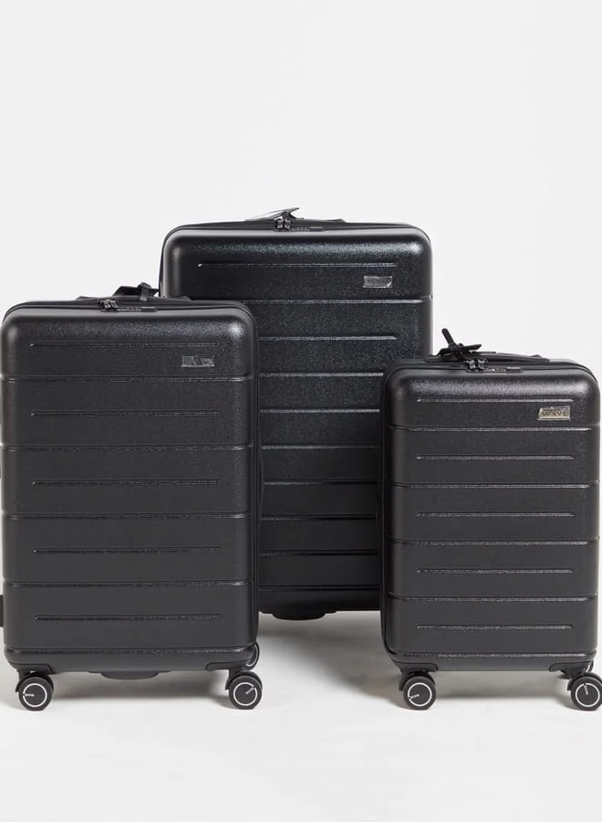 Wave Black Textured Hardcase Luggage Trolley Bag with Retractable Handle  | Best Price UAE