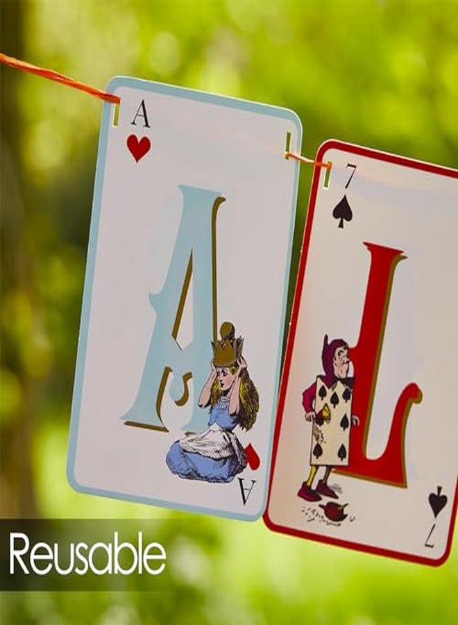 توكينج تيبلز زينة حفلات أليس في بلاد العجائب من Talking Tables، زينة ورقية قابلة للعكس لحفلة شاي ما بعد الظهيرة بطابع ماد هاتر، إكليل مزدوج الجوانب لحفلة عيد الميلاد الأول في بلاد العجائب، وحفلة استقبال المولود | وحفل الزفاف - Image 3