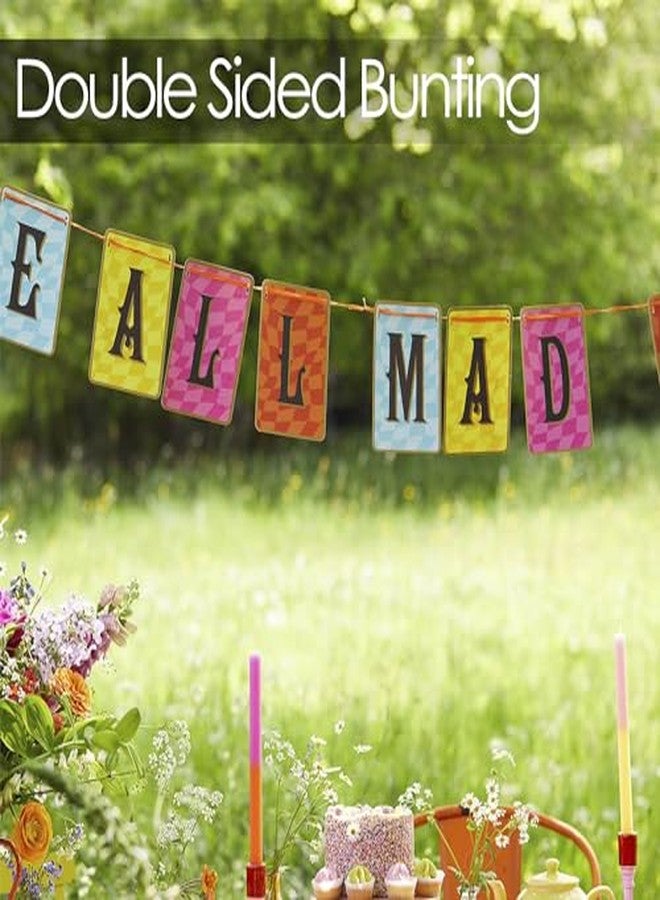 توكينج تيبلز زينة حفلات أليس في بلاد العجائب من Talking Tables، زينة ورقية قابلة للعكس لحفلة شاي ما بعد الظهيرة بطابع ماد هاتر، إكليل مزدوج الجوانب لحفلة عيد الميلاد الأول في بلاد العجائب، وحفلة استقبال المولود | وحفل الزفاف - Image 4