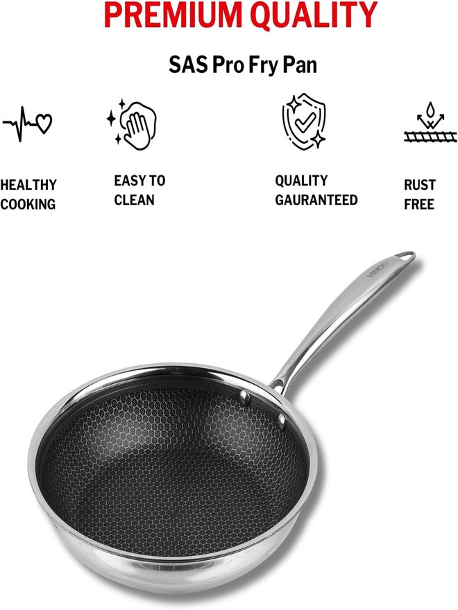 VINOD مقلاة فينود بلاتينيوم ثلاثية الفولاذ المقاوم للصدأ، 24 سم - Image 4