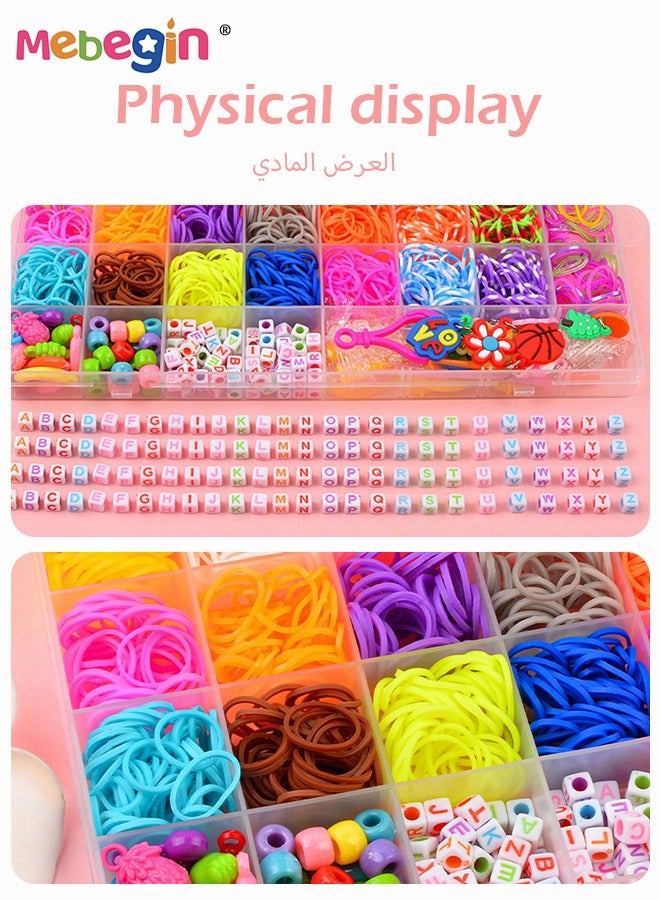 MEBEGIN 2700+ Rubber Bands Bracelet Kit DIY Making Kit 2500+ Bands Refill Set Kids Colorful Rubber Bands Kits with Storage Container 32 Colors Birthday Gift for Kids Friendship Gift  - Image 4