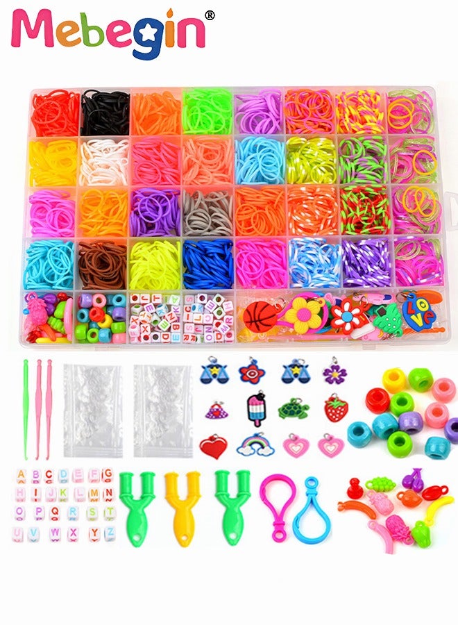 MEBEGIN 2700+ Rubber Bands Bracelet Kit DIY Making Kit 2500+ Bands Refill Set Kids Colorful Rubber Bands Kits with Storage Container 32 Colors Birthday Gift for Kids Friendship Gift  - Image 1