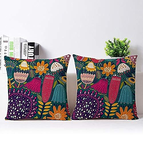 The Purple Tree Ethnic Printed Jute Cushion Covers (16X16 Inch) Pack Of 2(Jute, Lr149) - Image 1
