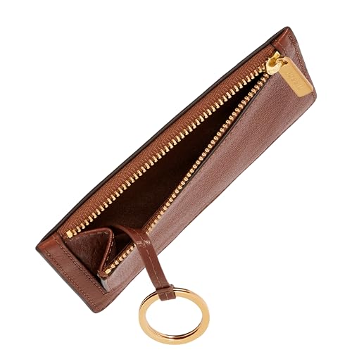 Fossil Womens Wallet Logan Leather Wallet Slim Minimalist Zip Card Case with Keychain Brown - Image 3