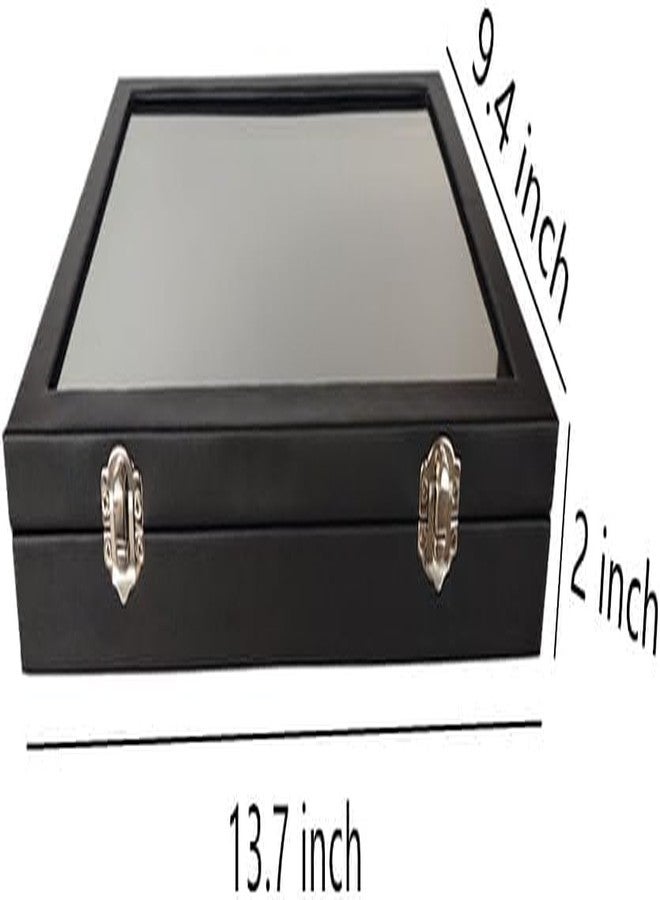 Ebonee Wooden Jewelry Organizer Tray Box with Clear Lid, Travel Rectangle Earring Necklace Organization Storage Box with Metal Clasp, Velvet Blank Jewelry Display Case for Bracelets Rings Accessories (Black) - Image 2