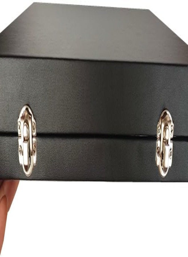 Ebonee Wooden Jewelry Organizer Tray Box with Clear Lid, Travel Rectangle Earring Necklace Organization Storage Box with Metal Clasp, Velvet Blank Jewelry Display Case for Bracelets Rings Accessories (Black) - Image 4