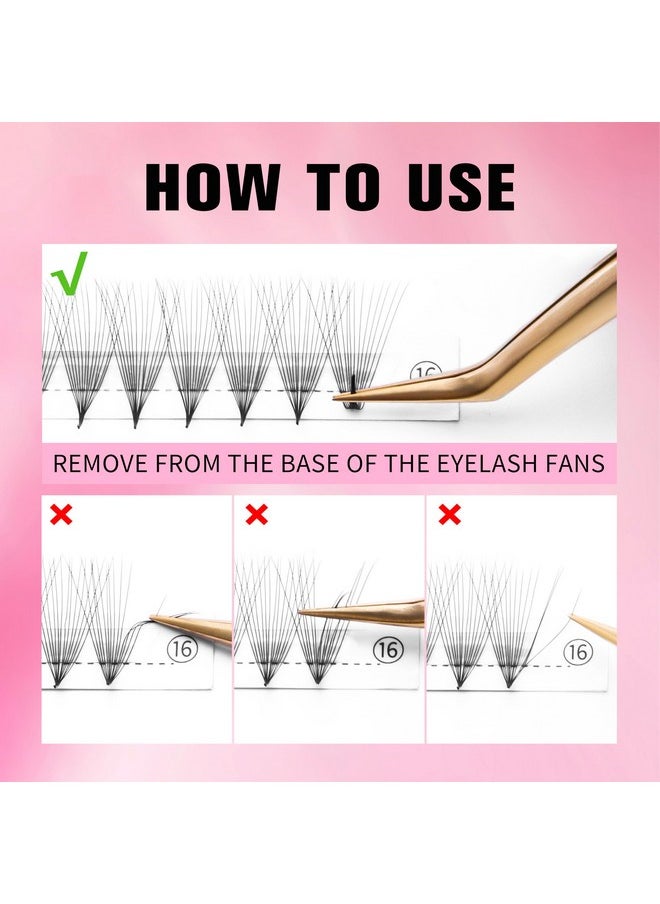 Premade Fans Eyelash Extensions 3D-14D C/D Curl 9-16Mm Natural & Volume Mixed Length Eyelash Tray, Professional Lash Supplies, Matte Black(10D 0.05 C-Curl 9-16Mm)