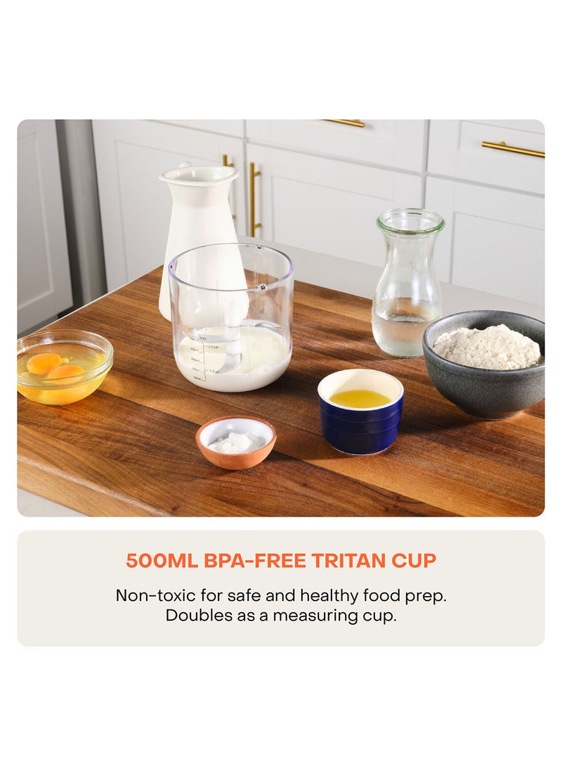 nutricook Choppi Cordless Rechargeable Chopper, Pulse And Steady Modes, BPA Free Tritan Cup, 4000 mAh Battery, SS 304 Quad Blade, Designed In California 500 ml 220 W CH600S-ME Desert Sand - Image 3