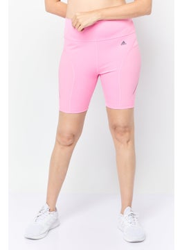 Women Tight Fit Brand Logo Training Tights, Pink